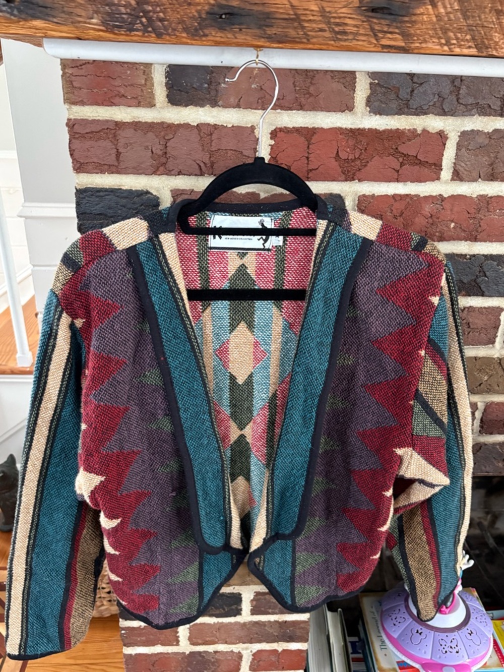 Kokopelli Southwestern Geometric Chunky-Knit Cardigan Sweater Multicolor XS